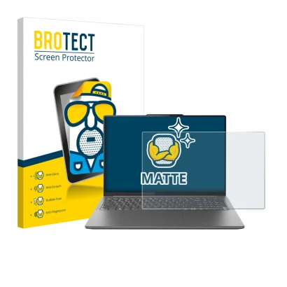 Parte frontale di una confezione del prodotto con il logo del marchio BROTECT. Accanto è raffigurato il dispositivo Lenovo Yog