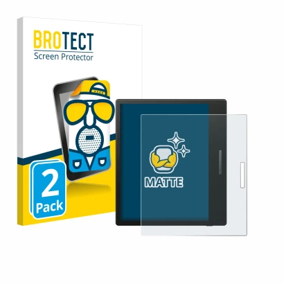 Parte frontale di una confezione del prodotto con il logo del marchio BROTECT. Accanto è raffigurato il dispositivo Boox Go Co