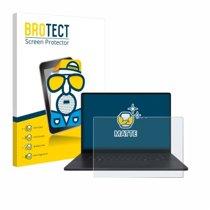 Parte frontale di una confezione del prodotto con il logo del marchio BROTECT. Accanto è raffigurato il dispositivo ASUS ProAr