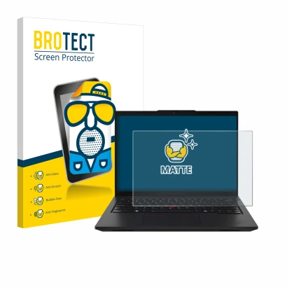 Parte frontale di una confezione del prodotto con il logo del marchio BROTECT. Accanto è raffigurato il dispositivo Lenovo Thi