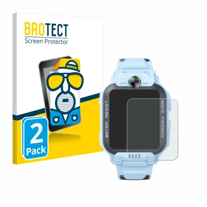 Parte frontale di una confezione del prodotto con il logo del marchio BROTECT. Accanto è raffigurato il dispositivo Imoo Watch