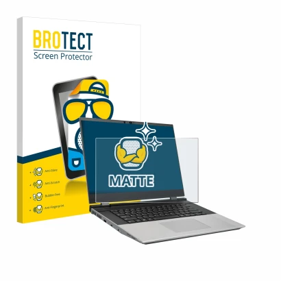 Parte frontale di una confezione del prodotto con il logo del marchio BROTECT. Accanto è raffigurato il dispositivo Framework