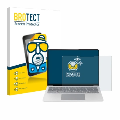 Parte frontale di una confezione del prodotto con il logo del marchio BROTECT. Accanto è raffigurato il dispositivo Microsoft 