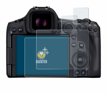 Immagine del dispositivo Canon EOS R5 Mark II con un'ampia varietà di protezioni per lo schermo.