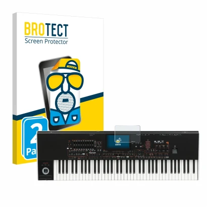 Parte frontale di una confezione del prodotto con il logo del marchio BROTECT. Accanto è raffigurato il dispositivo KORG Pa4x