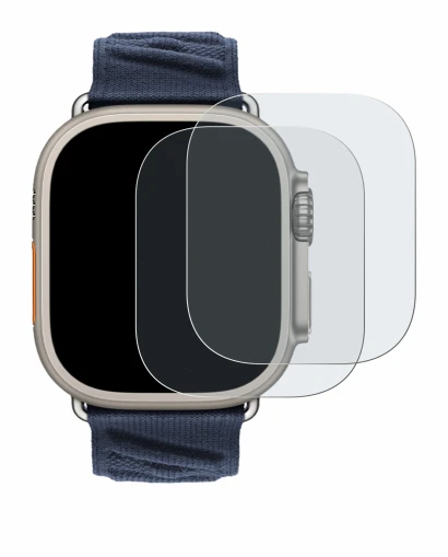 Immagine del dispositivo Apple Watch Hermès Ultra 2 con un'ampia varietà di protezioni per lo schermo.