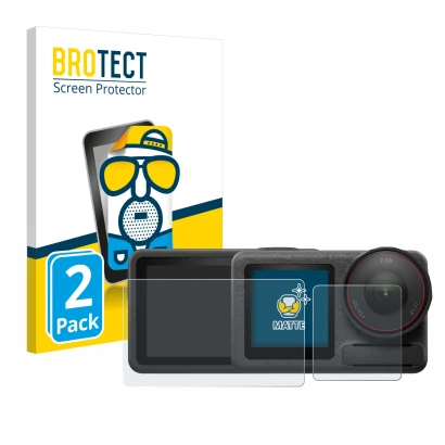 Parte frontale di una confezione del prodotto con il logo del marchio BROTECT. Accanto è raffigurato il dispositivo DJI Osmo A