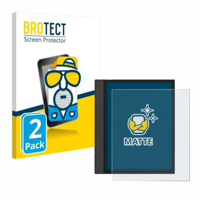 Parte frontale di una confezione del prodotto con il logo del marchio BROTECT. Accanto è raffigurato il dispositivo Boox Note