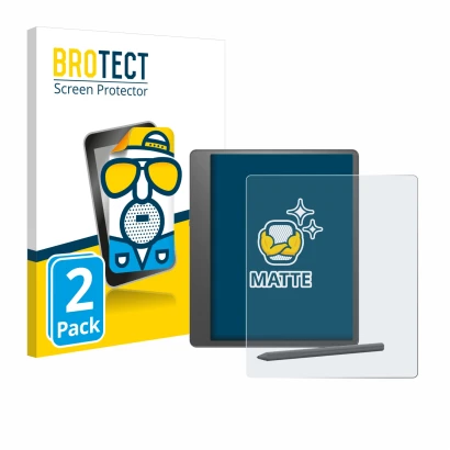 Parte frontale di una confezione del prodotto con il logo del marchio BROTECT. Accanto è raffigurato il dispositivo Amazon Kin