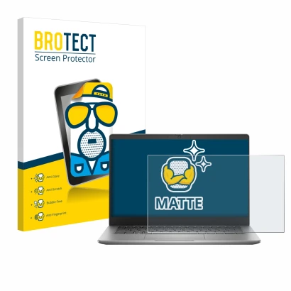 Parte frontale di una confezione del prodotto con il logo del marchio BROTECT. Accanto è raffigurato il dispositivo Dell Latit