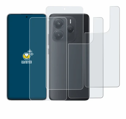 Immagine del dispositivo Xiaomi Redmi Note 14 (Fronte+Retro) con un'ampia varietà di protezioni per lo schermo.