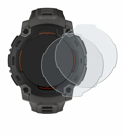 Immagine del dispositivo Garmin Instinct E (45 mm) con un'ampia varietà di protezioni per lo schermo.