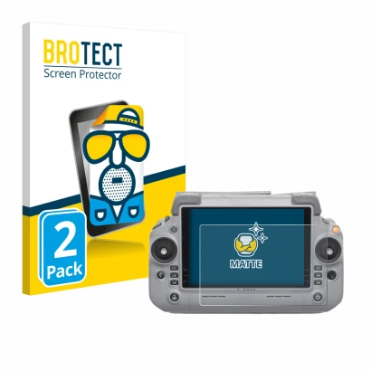 Parte frontale di una confezione del prodotto con il logo del marchio BROTECT. Accanto è raffigurato il dispositivo DJI RC Plu