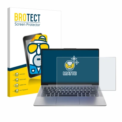 Parte frontale di una confezione del prodotto con il logo del marchio BROTECT. Accanto è raffigurato il dispositivo Lenovo Ide