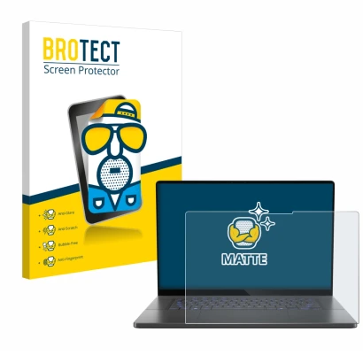 Parte frontale di una confezione del prodotto con il logo del marchio BROTECT. Accanto è raffigurato il dispositivo ASUS ROG Z