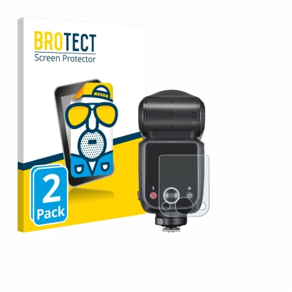 Parte frontale di una confezione del prodotto con il logo del marchio BROTECT. Accanto è raffigurato il dispositivo Godox V100