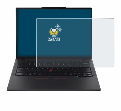 Immagine del dispositivo Lenovo ThinkPad T14 Gen 6 con un'ampia varietà di protezioni per lo schermo.