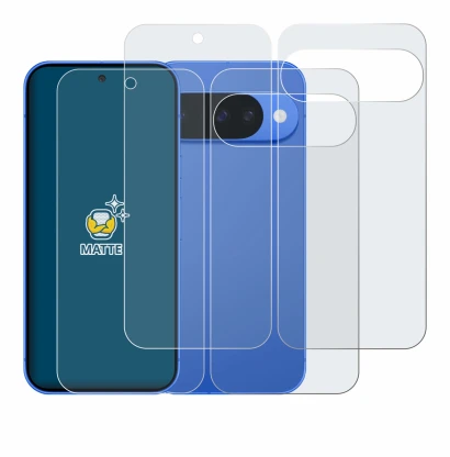 Immagine del dispositivo Google Pixel 10 (Fronte+Retro) con un'ampia varietà di protezioni per lo schermo.