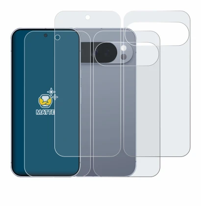 Immagine del dispositivo Google Pixel 10 Pro (Fronte+Retro) con un'ampia varietà di protezioni per lo schermo.