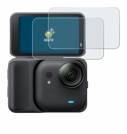 Immagine del dispositivo Insta360 Go Ultra con un'ampia varietà di protezioni per lo schermo.