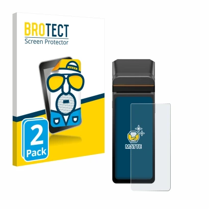 Parte frontale di una confezione del prodotto con il logo del marchio BROTECT. Accanto è raffigurato il dispositivo Sunmi V3H