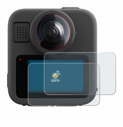Immagine del dispositivo GoPro Max 2 con un'ampia varietà di protezioni per lo schermo.