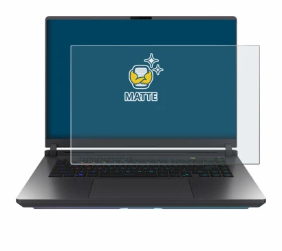 Immagine del dispositivo ASUS ROG Strix G16 2025 con un'ampia varietà di protezioni per lo schermo.