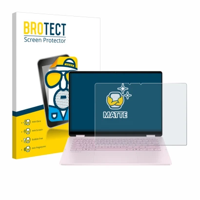 Parte frontale di una confezione del prodotto con il logo del marchio BROTECT. Accanto è raffigurato il dispositivo HP OmniBoo