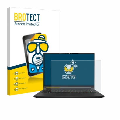 Parte frontale di una confezione del prodotto con il logo del marchio BROTECT. Accanto è raffigurato il dispositivo MSI Stealt