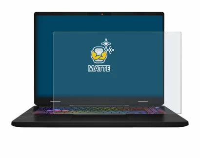 Immagine del dispositivo MSI Vector 16 HX AI con un'ampia varietà di protezioni per lo schermo.