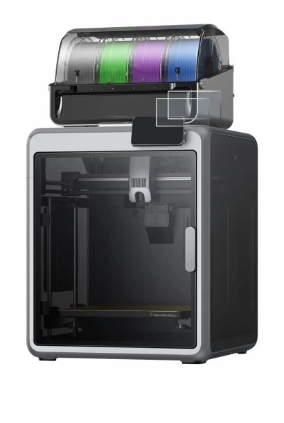 Immagine del dispositivo Creality K2 con un'ampia varietà di protezioni per lo schermo.