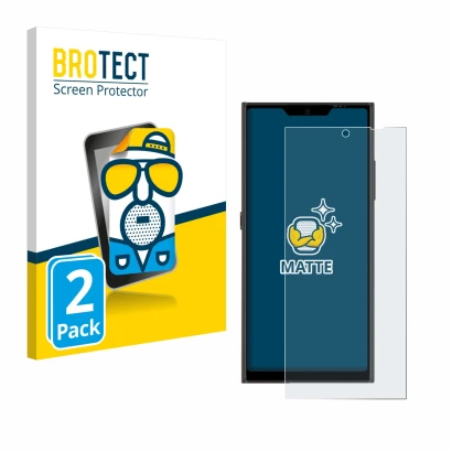 Parte frontale di una confezione del prodotto con il logo del marchio BROTECT. Accanto è raffigurato il dispositivo Jolla Phon