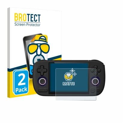 Parte frontale di una confezione del prodotto con il logo del marchio BROTECT. Accanto è raffigurato il dispositivo Ayaneo Poc