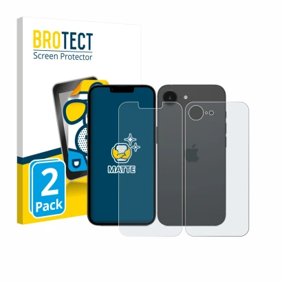 Parte frontale di una confezione del prodotto con il logo del marchio BROTECT. Accanto è raffigurato il dispositivo Apple iPho