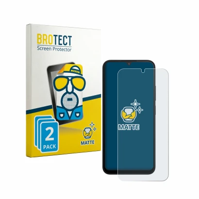 Parte frontale di una confezione del prodotto con il logo del marchio BROTECT. Accanto è raffigurato il dispositivo Xiaomi Red