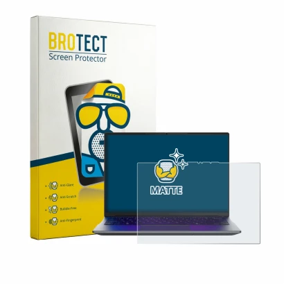 Parte frontale di una confezione del prodotto con il logo del marchio BROTECT. Accanto è raffigurato il dispositivo MEDION Ava