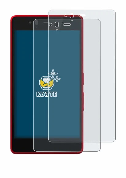 Immagine del dispositivo Fujitsu Arrows M04 con un'ampia varietà di protezioni per lo schermo.
