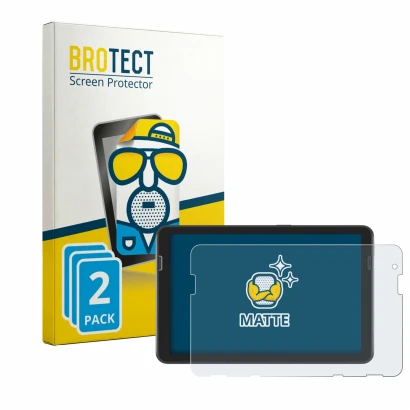Parte frontale di una confezione del prodotto con il logo del marchio BROTECT. Accanto è raffigurato il dispositivo Zebra ET40
