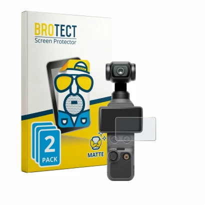 Parte frontale di una confezione del prodotto con il logo del marchio BROTECT. Accanto è raffigurato il dispositivo DJI Osmo P