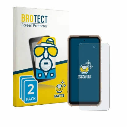 Parte frontale di una confezione del prodotto con il logo del marchio BROTECT. Accanto è raffigurato il dispositivo Ulefone Ru