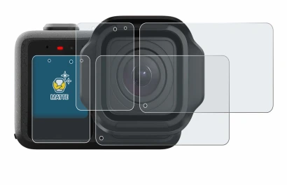 Immagine del dispositivo GoPro Mission 1 con un'ampia varietà di protezioni per lo schermo.