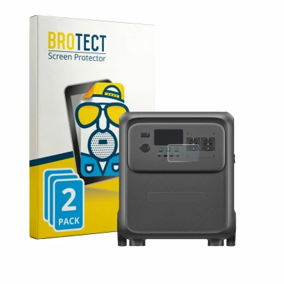 Parte frontale di una confezione del prodotto con il logo del marchio BROTECT. Accanto è raffigurato il dispositivo Bluetti El