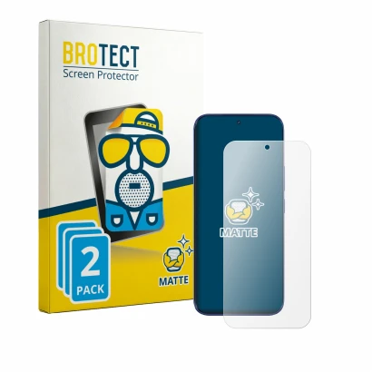 Parte frontale di una confezione del prodotto con il logo del marchio BROTECT. Accanto è raffigurato il dispositivo Tecno Camo