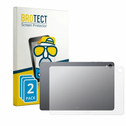 Parte frontale di una confezione del prodotto con il logo del marchio BROTECT. Accanto è raffigurato il dispositivo Samsung Ga