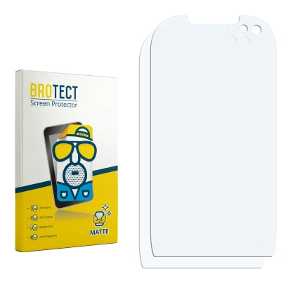 Parte frontale di una confezione del prodotto con il logo del marchio BROTECT. Accanto si trova la protezione per lo schermo c