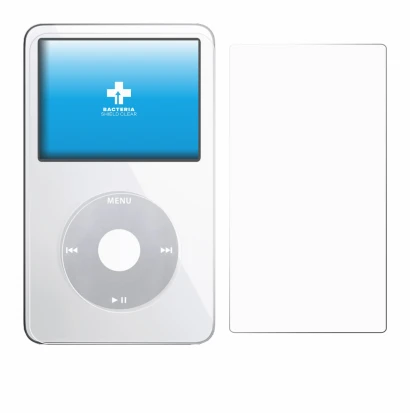 Immagine del dispositivo Apple iPod Classic Video (Fronte+Retro) con un'ampia varietà di protezioni per lo schermo.