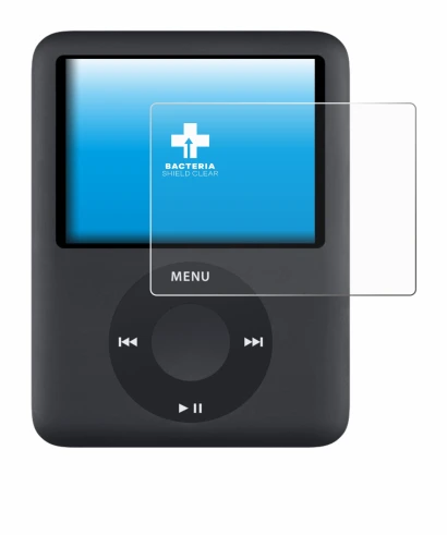 Immagine del dispositivo Apple iPod nano (3a Gen.) con un'ampia varietà di protezioni per lo schermo.