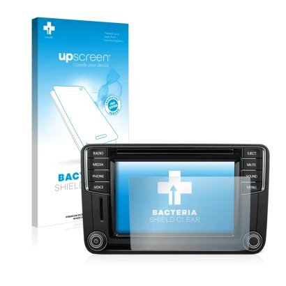 Parte frontale di una confezione del prodotto con il logo del marchio upscreen. Accanto è raffigurato il dispositivo Volkswage