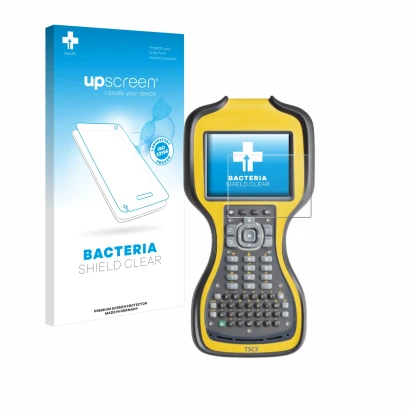 Parte frontale di una confezione del prodotto con il logo del marchio upscreen. Accanto è raffigurato il dispositivo Trimble T