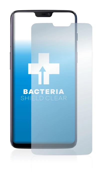 Immagine del dispositivo OnePlus 6 con un'ampia varietà di protezioni per lo schermo.